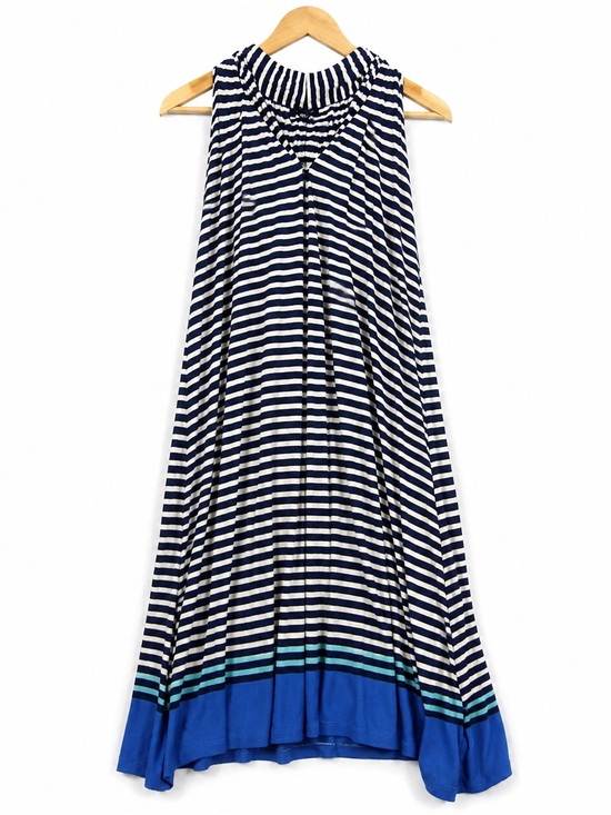 Max Edition Dresses & Skirts - Max Edition NWT M Navy Striped Halter Swing Dress Knee Length High Low nautical